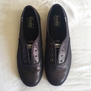 Black and Gold Canvas Keds Sneakers